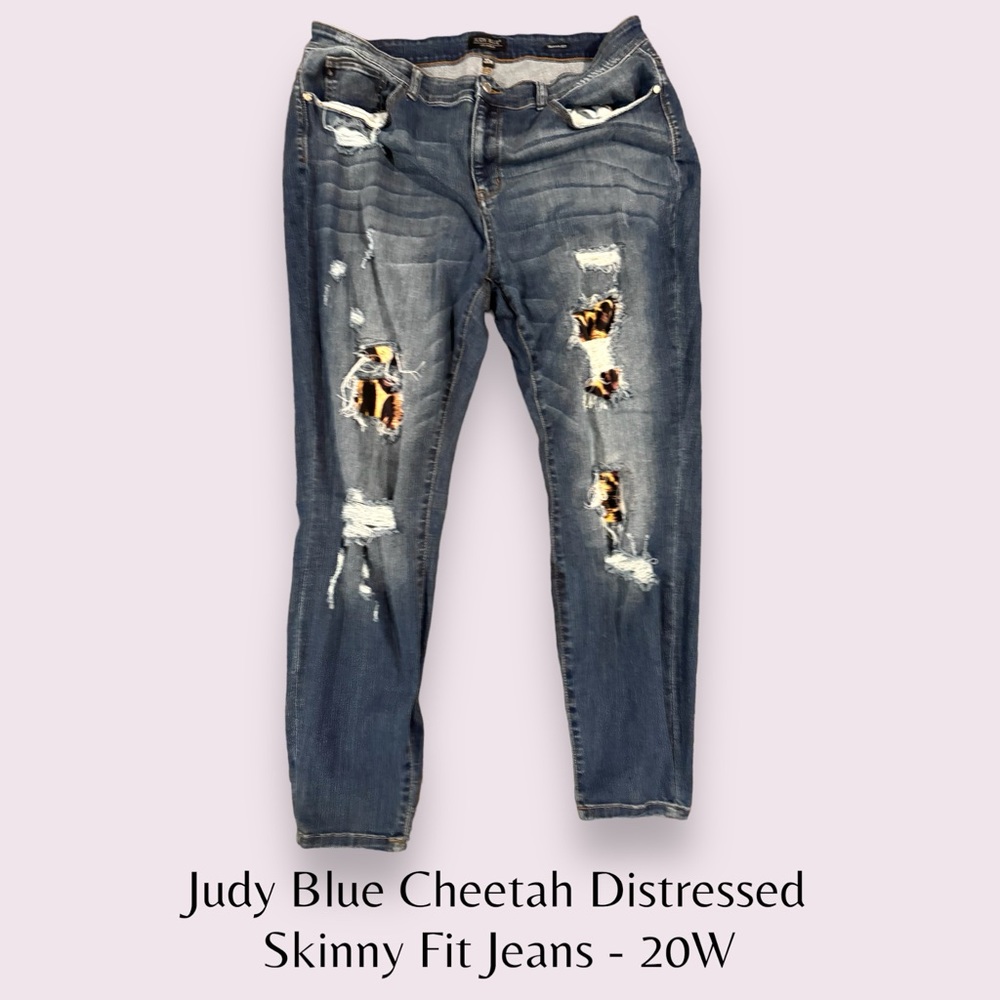 Judy Blue Cheetah Distressed Skinny Fit Jeans 20w